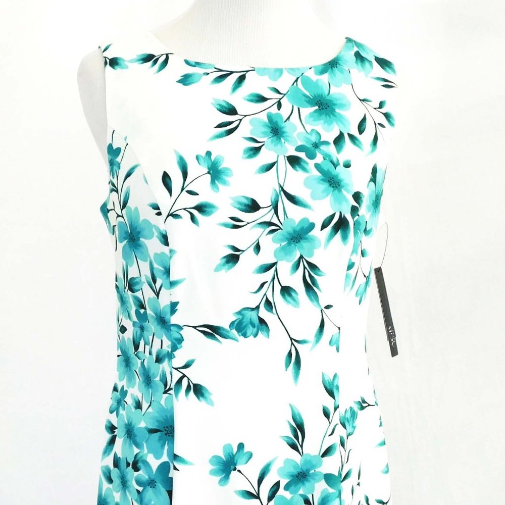 AGB White Green Floral Dress Size 6 NWT